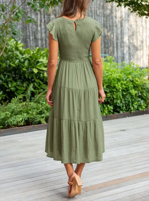 Damer Kjole Lagdelt Skørt Flæseærmer Let Fald Komfortabel Pasform Sommer Casual Stil-81634-2a5a479f-9ad9-4998-8b15-7011474c08a9