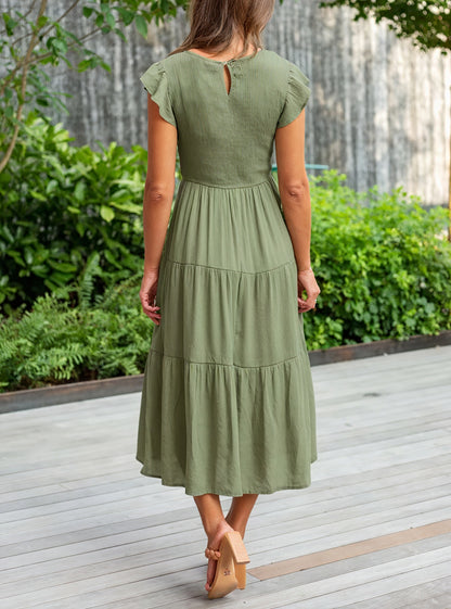 Damer Kjole Lagdelt Skørt Flæseærmer Let Fald Komfortabel Pasform Sommer Casual Stil-81634-2a5a479f-9ad9-4998-8b15-7011474c08a9