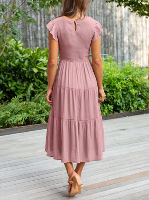 Damer Kjole Lagdelt Skørt Flæseærmer Let Fald Komfortabel Pasform Sommer Casual Stil-81634-705bb2d7-229a-42a9-8f86-a547f807efc4