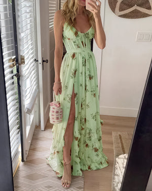 Maxikjole til Kvinder med Blomsterprint, Spaghettistropper, Høj Slids – Perfekt til Sommer og Fest-81660-ca3bb06b-f319-427e-a12c-9a0d88eb461e