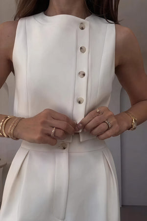 Minimalistisk Sæt - Crop Top & Højtaljede Bukser