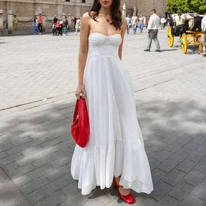 Norideen Hvid Kjole til Kvinder – Bustier-top, Spaghettistropper, Tiered Skirt-81821-3565ee3e-189c-471e-a1d1-de0748886da8