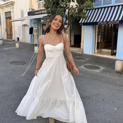 Norideen Hvid Kjole til Kvinder – Bustier-top, Spaghettistropper, Tiered Skirt-81821-4af97af2-202b-4c45-b807-32146c6a5a40