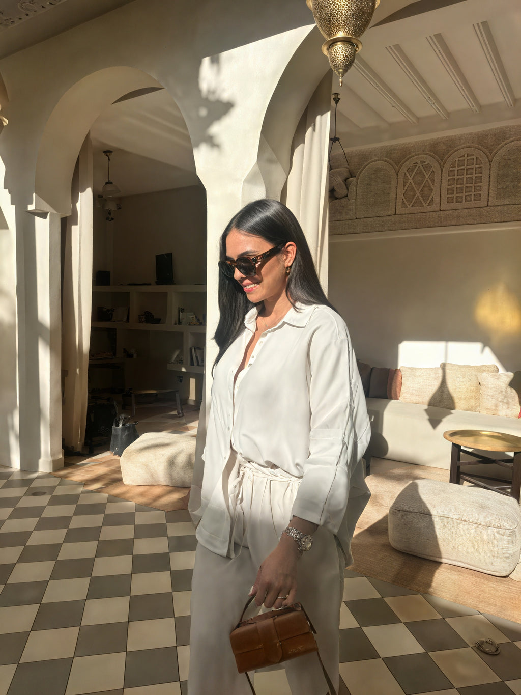 Dame Hør Sæt – Afslappet Skjorte og Bukser, Komfortabelt Todelts Outfit-82126-f9b89482-7909-489d-93f6-d34d496f82b5