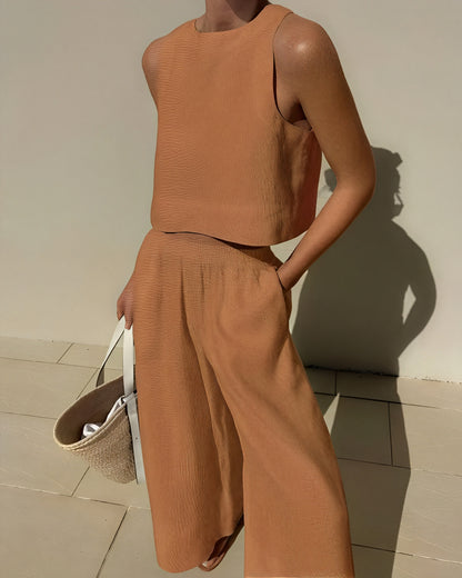 Minimalistisk Sæt - Cropped Top & Brede Ben