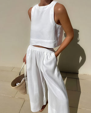 Minimalistisk Sæt - Cropped Top & Brede Ben