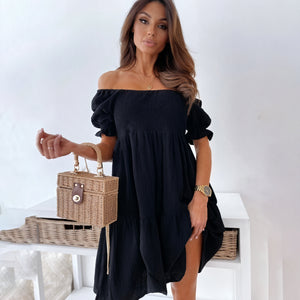 Sommerkjole Off-Shoulder med Pufærmer
