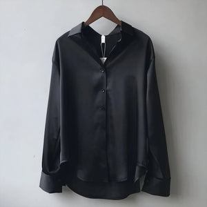 Olive | Elegant Fit Satin Blouse with Soft Sheen - Image 4