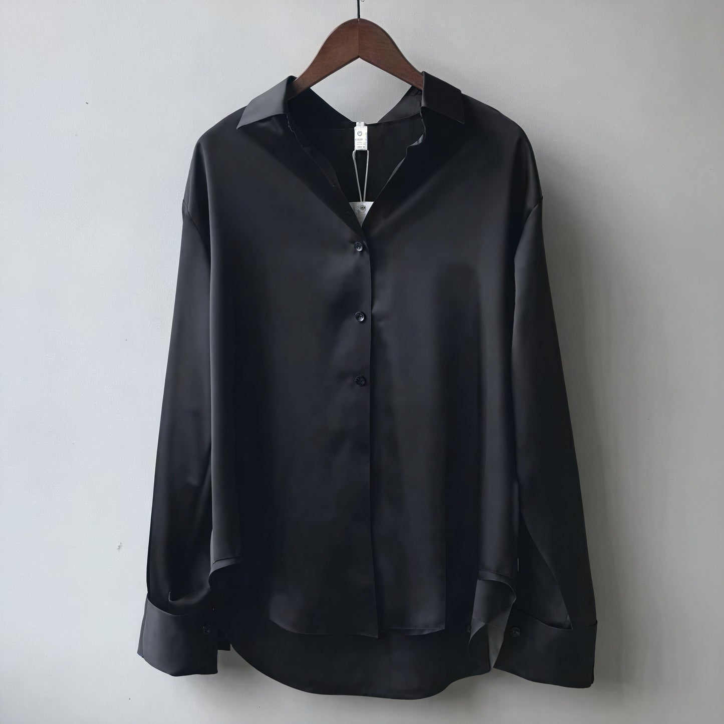 Olive | Elegant Fit Satin Blouse with Soft Sheen - Image 4
