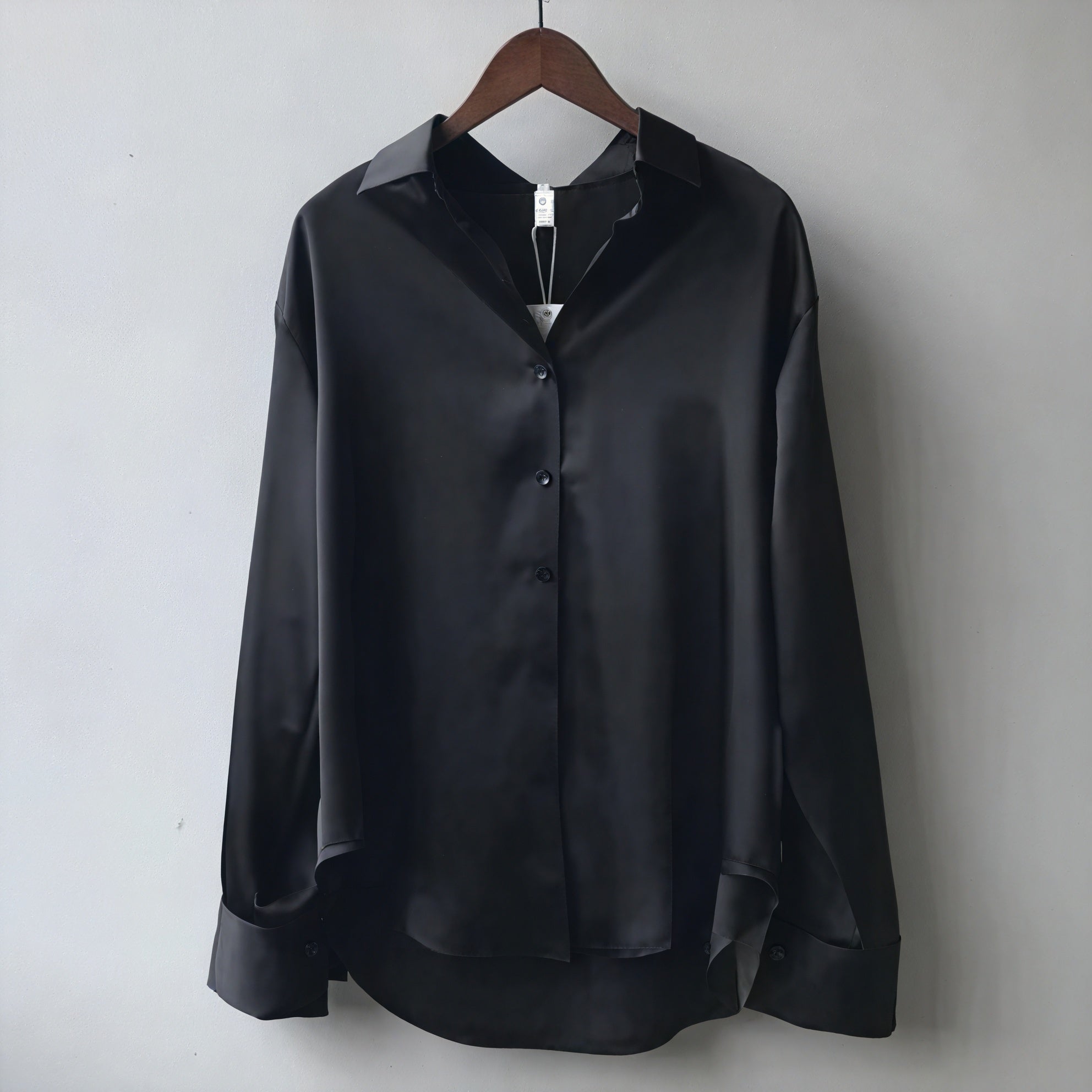 Olive | Elegant Fit Satin Blouse with Soft Sheen - Image 4