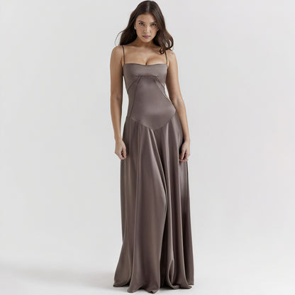 Couture-moda | Women's Elegant Midi Dress - Silky Slim Fit - Spaghetti Straps - Image 1