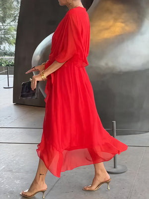 Whitney | Elegant Soft V-Neck Silk Dress for Women - Image 10