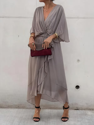 Whitney | Elegant Soft V-Neck Silk Dress for Women - Image 6