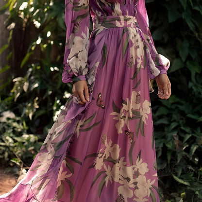 Rachel | Women’s Lightweight Floral Chiffon Dress with Flowy Fit - Image 4