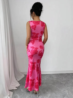 Blomstrende Elegance: Figursyet Gulvlang Kjole