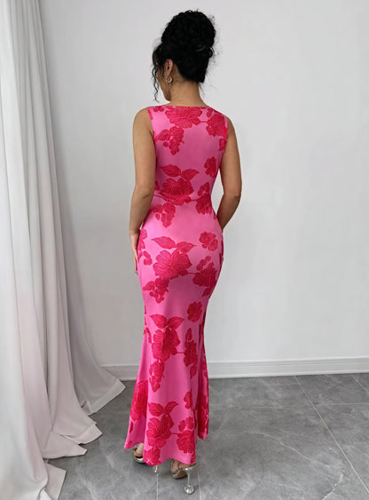 Blomstrende Elegance: Figursyet Gulvlang Kjole