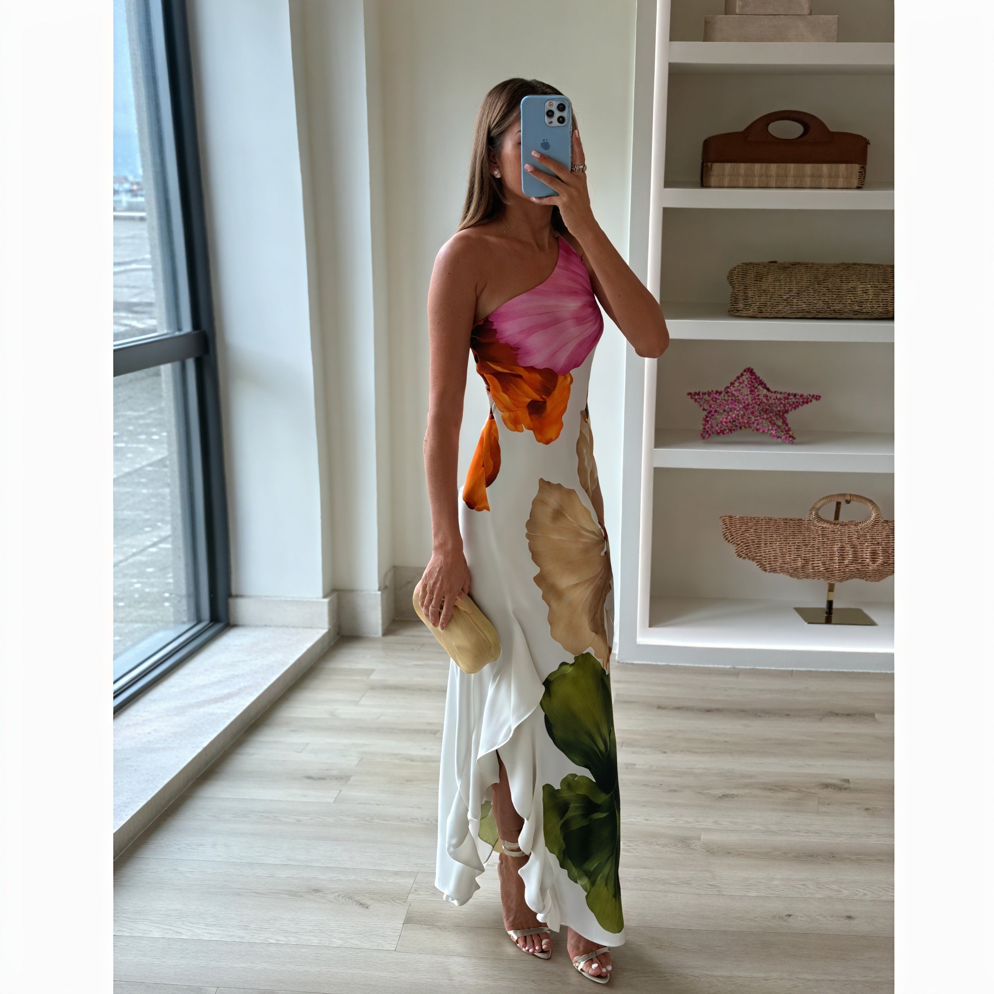 Dame Maxikjole – Ærmeløs One-Shoulder Halterneck med Print-83229-c56dcf30-7b45-4b00-acbb-e87ea533f400