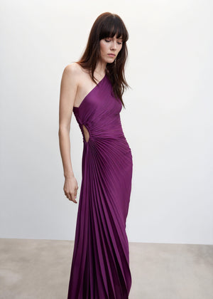 Kvinders Kjole – Enkeltskuldret Plisseret, Asymmetrisk Kant, Elegant Stil-83236-8c42eabf-f762-40ee-af86-76110b26afc0