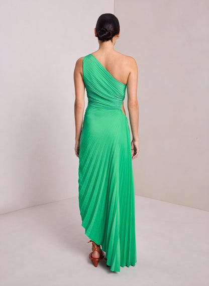 Kvinders Kjole – Enkeltskuldret Plisseret, Asymmetrisk Kant, Elegant Stil-83236-0824c94f-37d9-455b-a0e8-98abdc40c12e