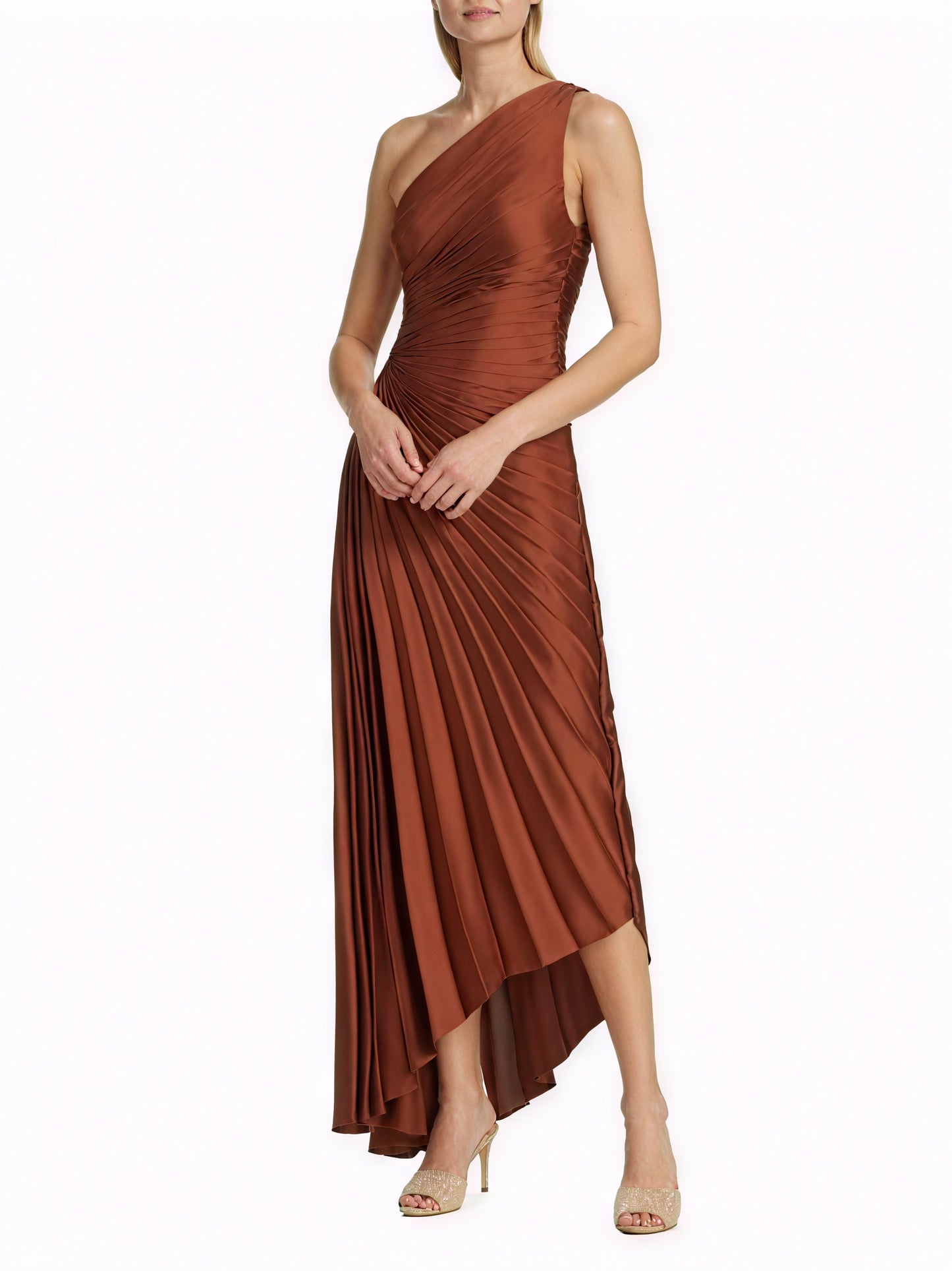 Kvinders Kjole – Enkeltskuldret Plisseret, Asymmetrisk Kant, Elegant Stil-83236-89a6f483-683d-4125-bfef-14561b9c6c7b