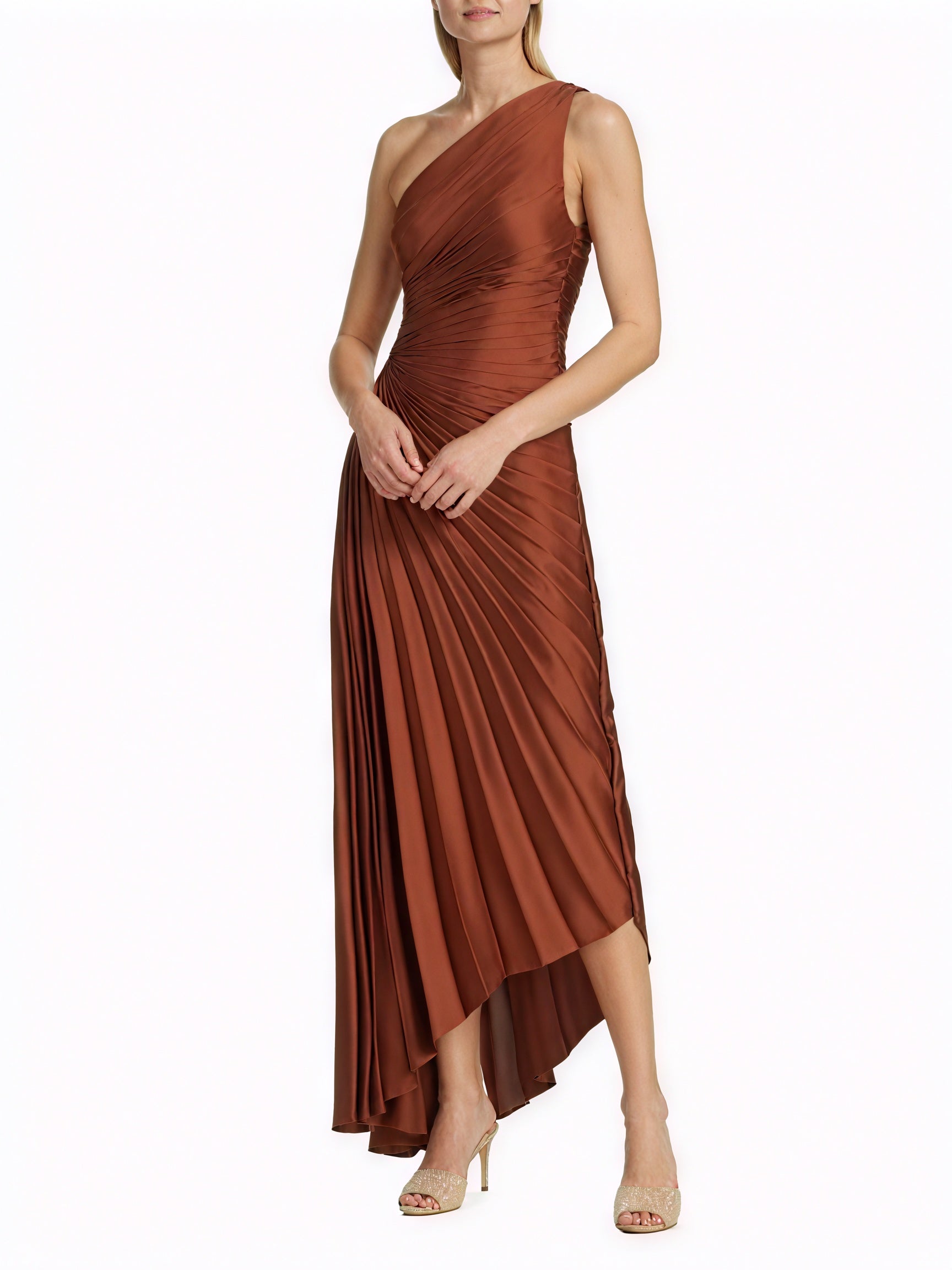 Kvinders Kjole – Enkeltskuldret Plisseret, Asymmetrisk Kant, Elegant Stil-83236-89a6f483-683d-4125-bfef-14561b9c6c7b