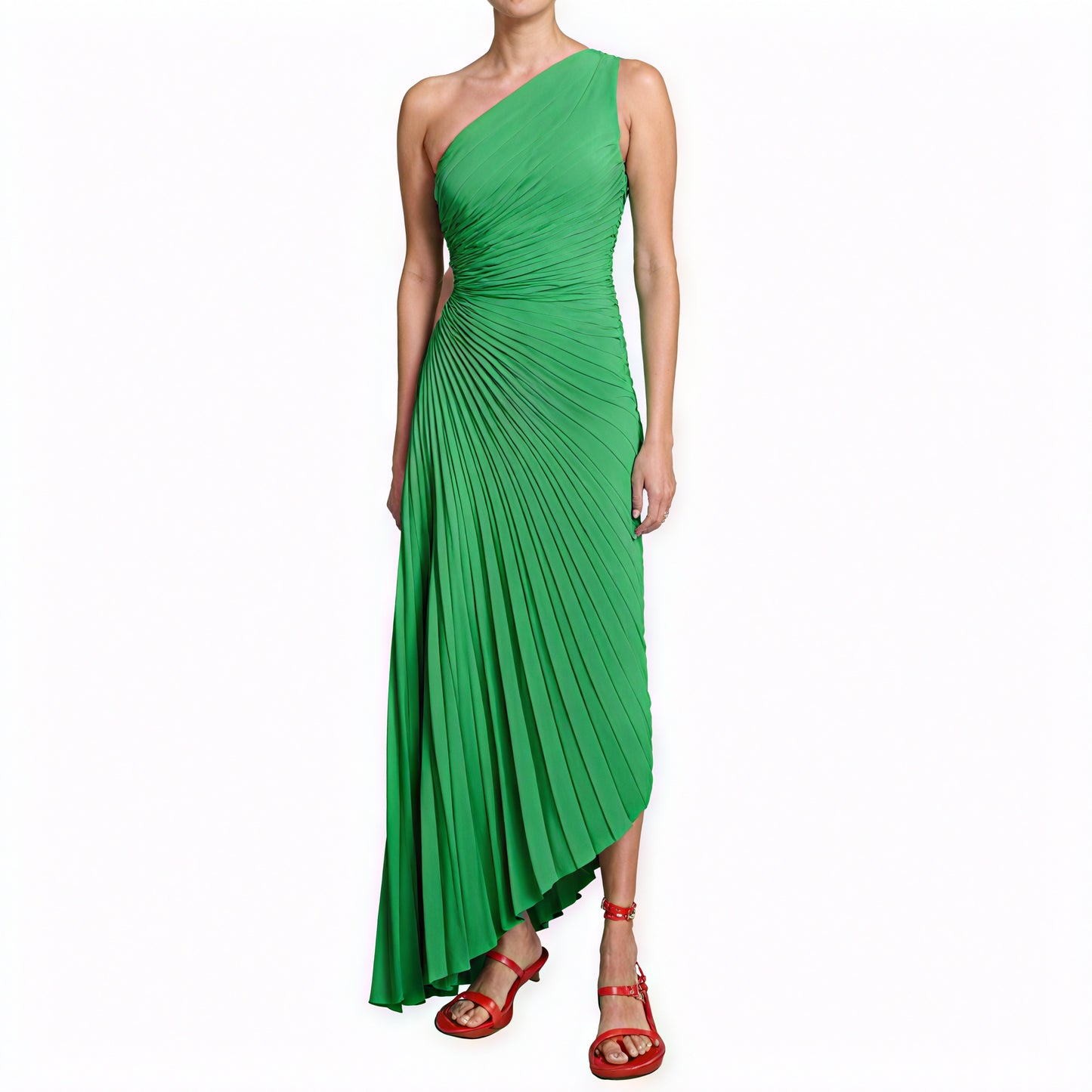 Kvinders Kjole – Enkeltskuldret Plisseret, Asymmetrisk Kant, Elegant Stil-83236-85249fab-20e9-4d44-a687-a1efdf9b0e7f