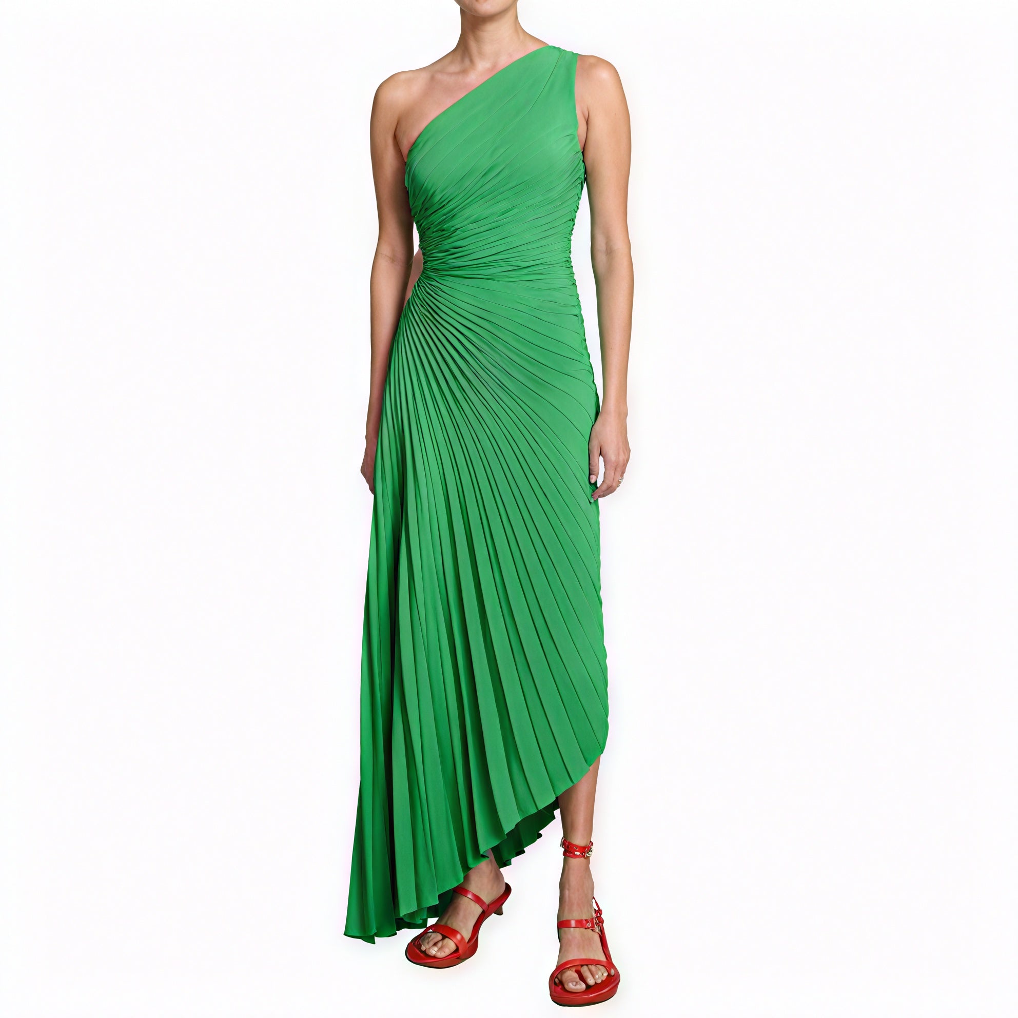 Kvinders Kjole – Enkeltskuldret Plisseret, Asymmetrisk Kant, Elegant Stil-83236-85249fab-20e9-4d44-a687-a1efdf9b0e7f