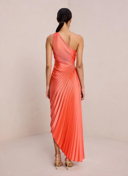 Kvinders Kjole – Enkeltskuldret Plisseret, Asymmetrisk Kant, Elegant Stil-83236-51754725-94fe-4c32-9907-27cfb6c5ec66