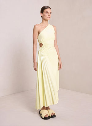 Kvinders Kjole – Enkeltskuldret Plisseret, Asymmetrisk Kant, Elegant Stil-83236-efc92923-2625-4470-9f98-742035a93e74