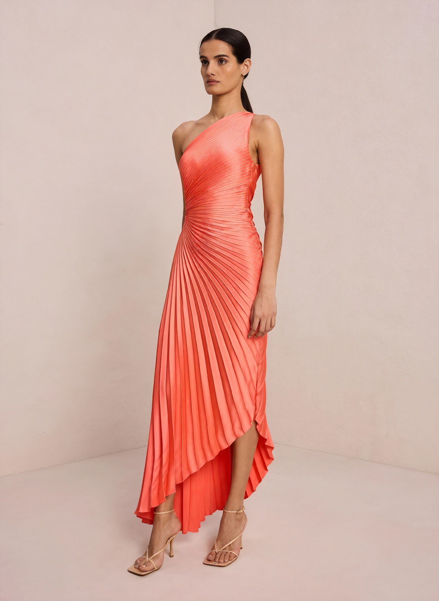 Kvinders Kjole – Enkeltskuldret Plisseret, Asymmetrisk Kant, Elegant Stil-83236-8950510a-1699-400a-aab7-04442e5b04ba