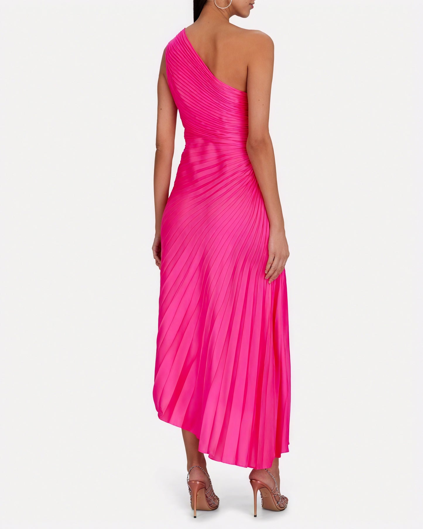 Kvinders Kjole – Enkeltskuldret Plisseret, Asymmetrisk Kant, Elegant Stil-83236-9ecc7b32-07b1-4a72-b918-61e3b19f21d1