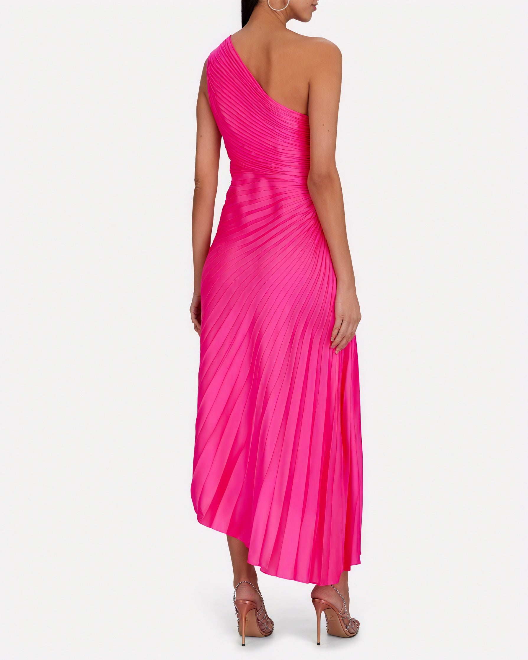 Kvinders Kjole – Enkeltskuldret Plisseret, Asymmetrisk Kant, Elegant Stil-83236-9ecc7b32-07b1-4a72-b918-61e3b19f21d1