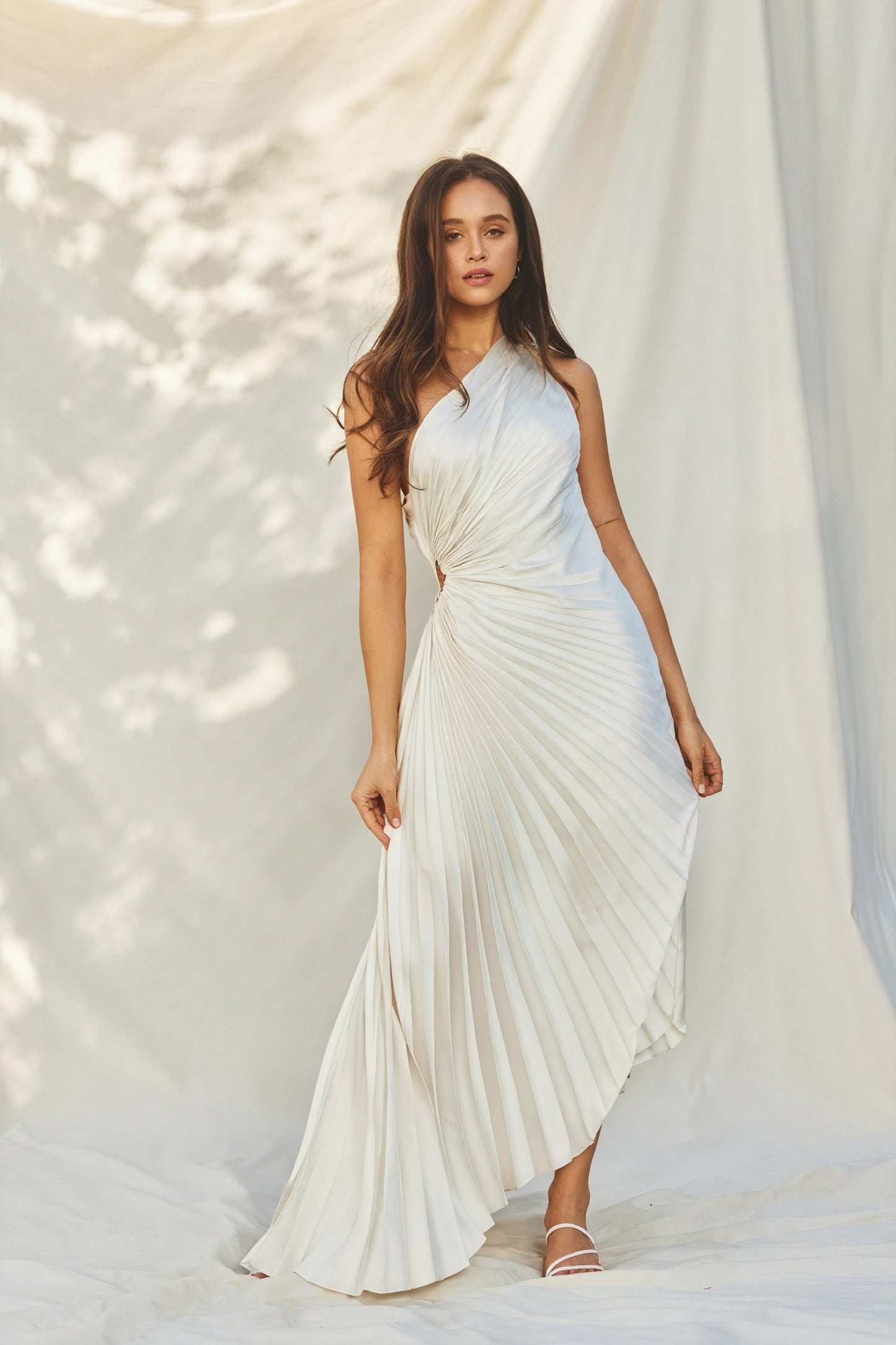 Kvinders Kjole – Enkeltskuldret Plisseret, Asymmetrisk Kant, Elegant Stil-83236-b619e92a-b572-405b-a18a-52ef16088bfd