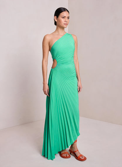 Kvinders Kjole – Enkeltskuldret Plisseret, Asymmetrisk Kant, Elegant Stil-83236-7b2101ea-9ee6-45e6-acd7-31d880f760c3