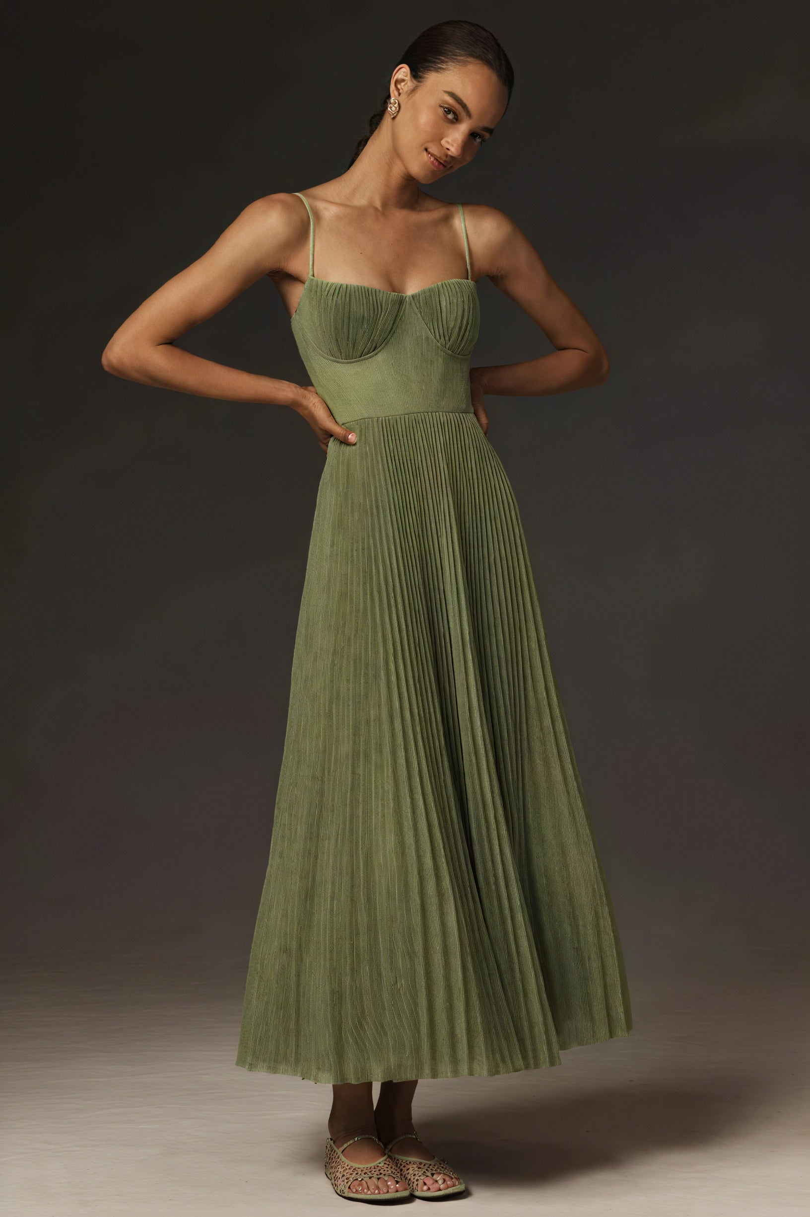 Winnie | Elegant Pleated Fit & Flare Midi Dress - Image 1