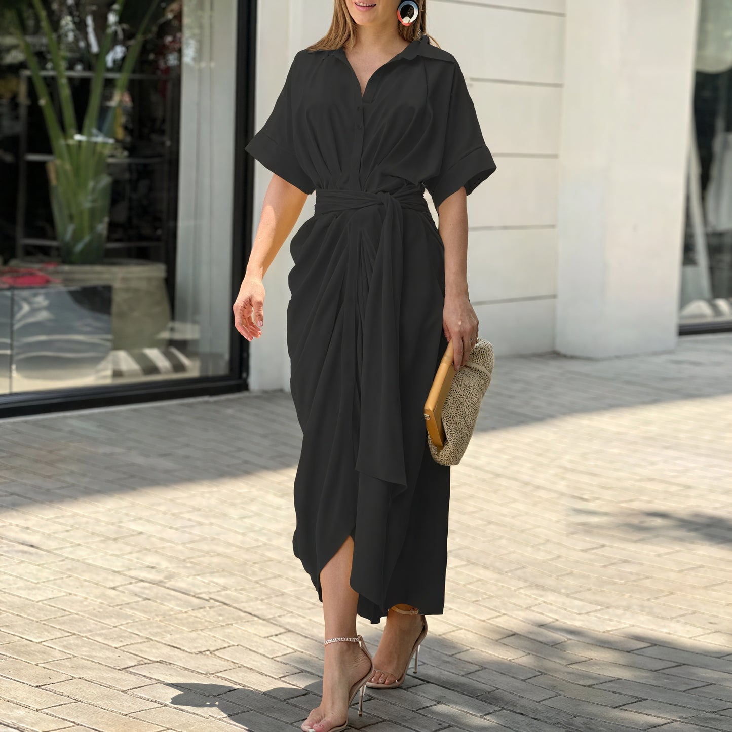 Lucille | Elegant High-Waist Flounce Collar Dress for Everyday Style - Image 5