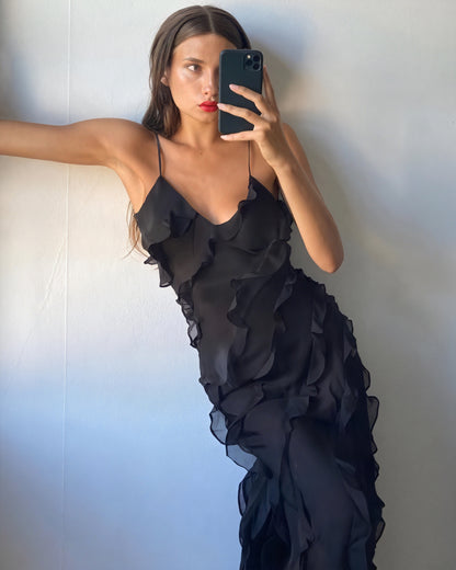 Norideen Women's Maxi Dress – Flowing Silhouette, Ruffle Detailing, Spaghetti Straps-83279-1fe5ddf1-3c7c-48fd-a83d-a609808a0958