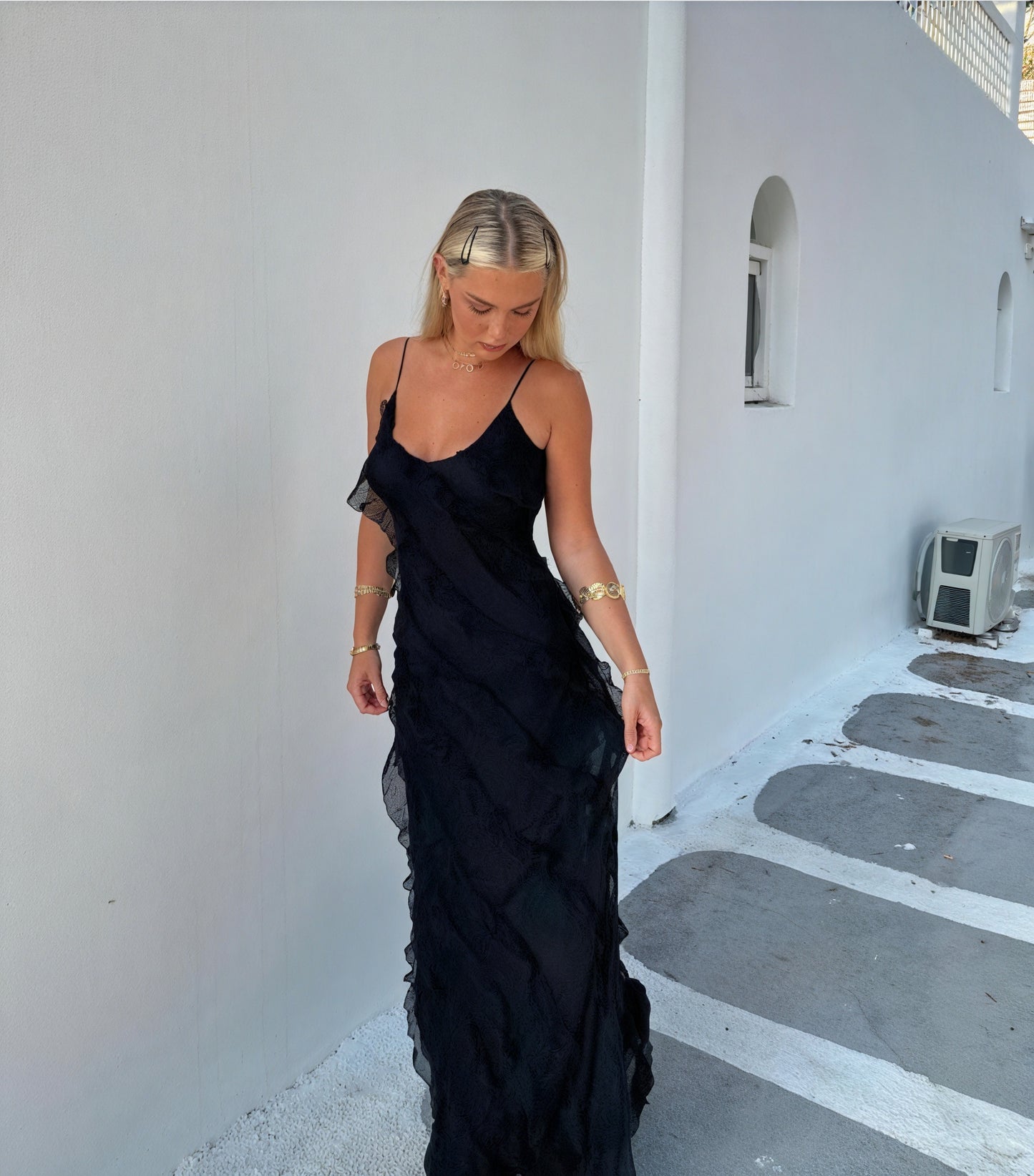 Norideen Women's Maxi Dress – Flowing Silhouette, Ruffle Detailing, Spaghetti Straps-83279-c07a90ff-691b-47c6-9b56-5f2b367fe135