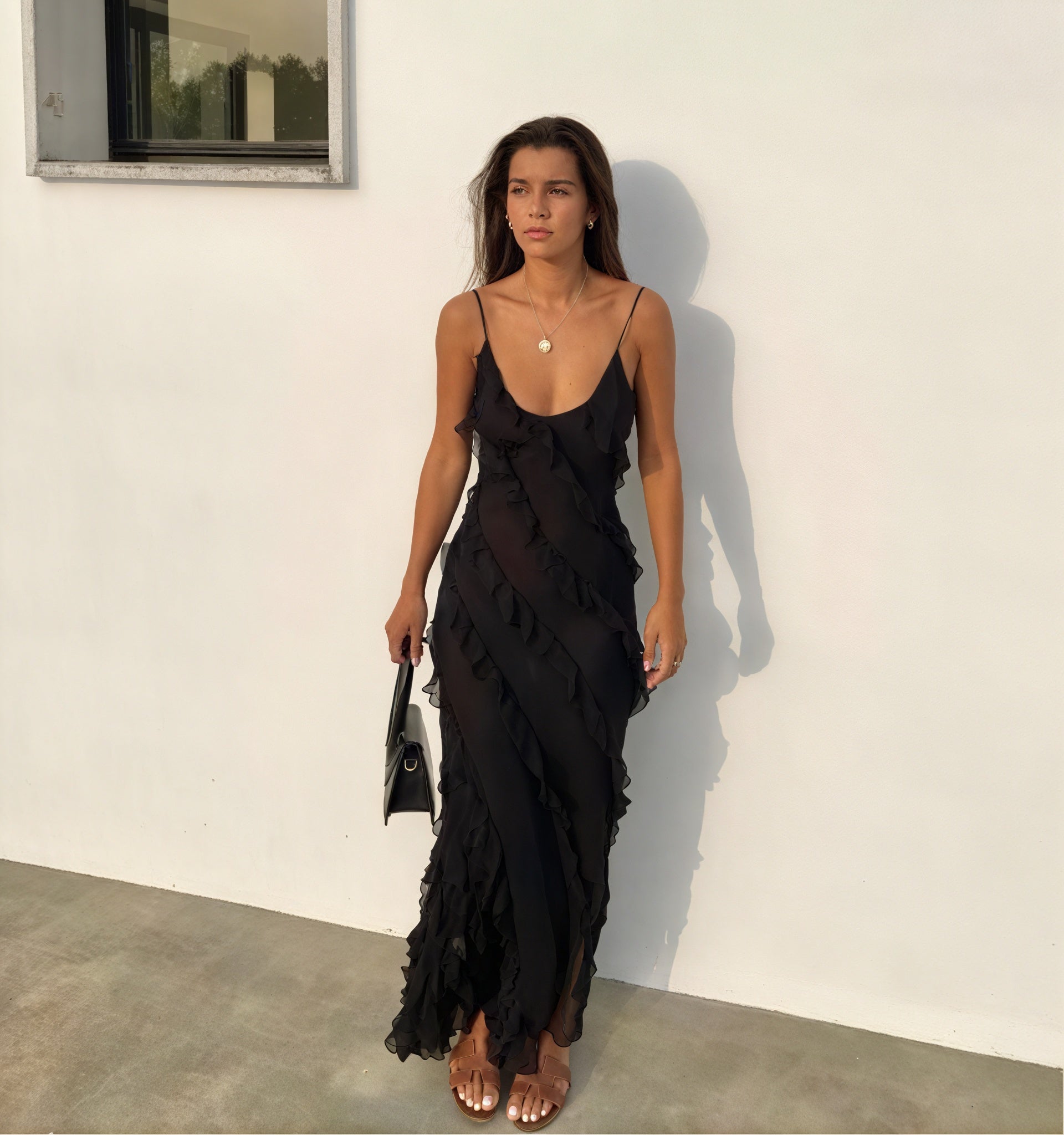 Norideen Women's Maxi Dress – Flowing Silhouette, Ruffle Detailing, Spaghetti Straps-83279-912b009b-b979-447a-b81c-268cee788b7d