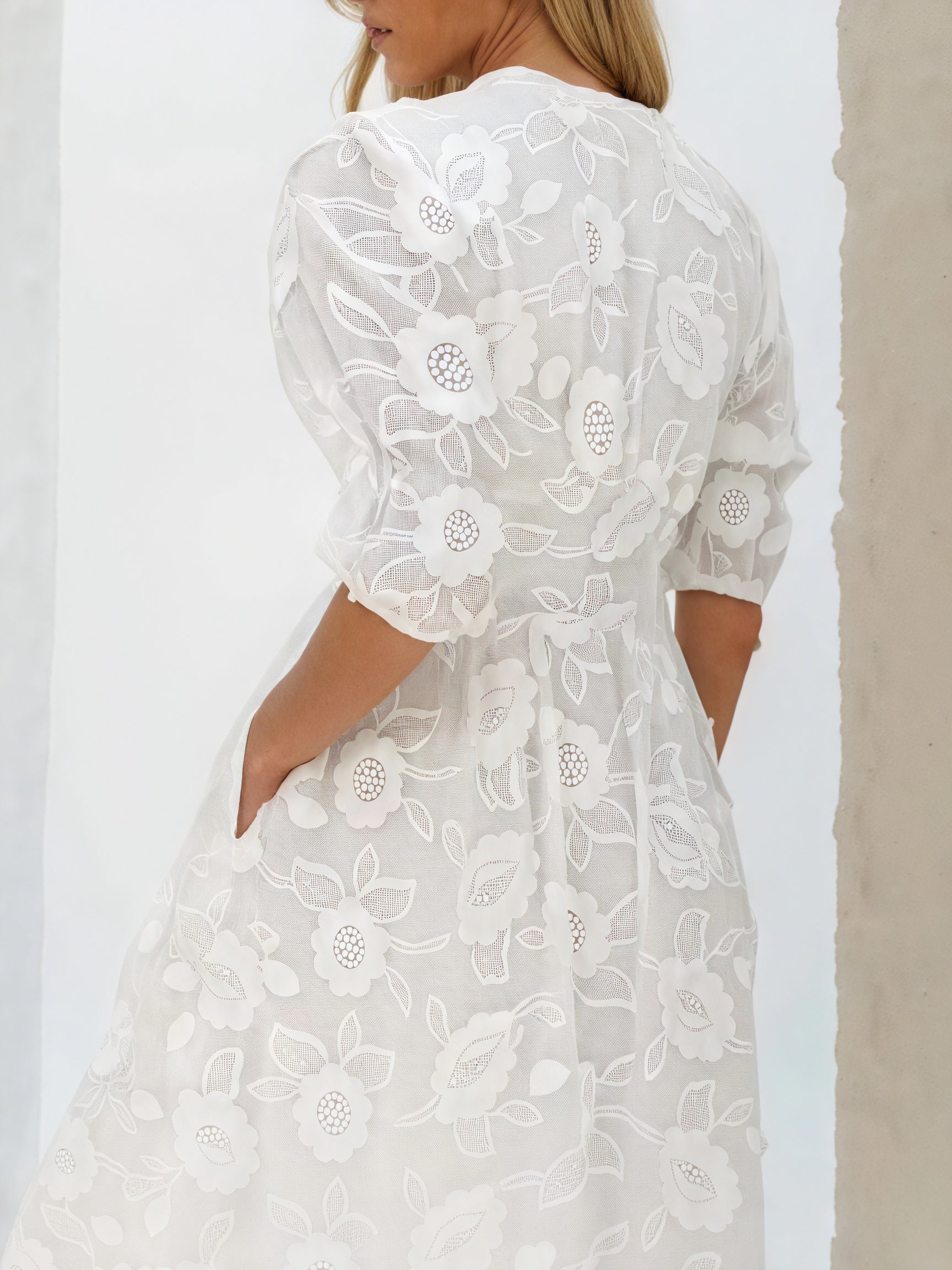 Norideen Women's White Embroidered Button-Down Short Sleeve Midi Dress-83314-64d2e21b-81be-4cd6-99e7-37bf693b19dd