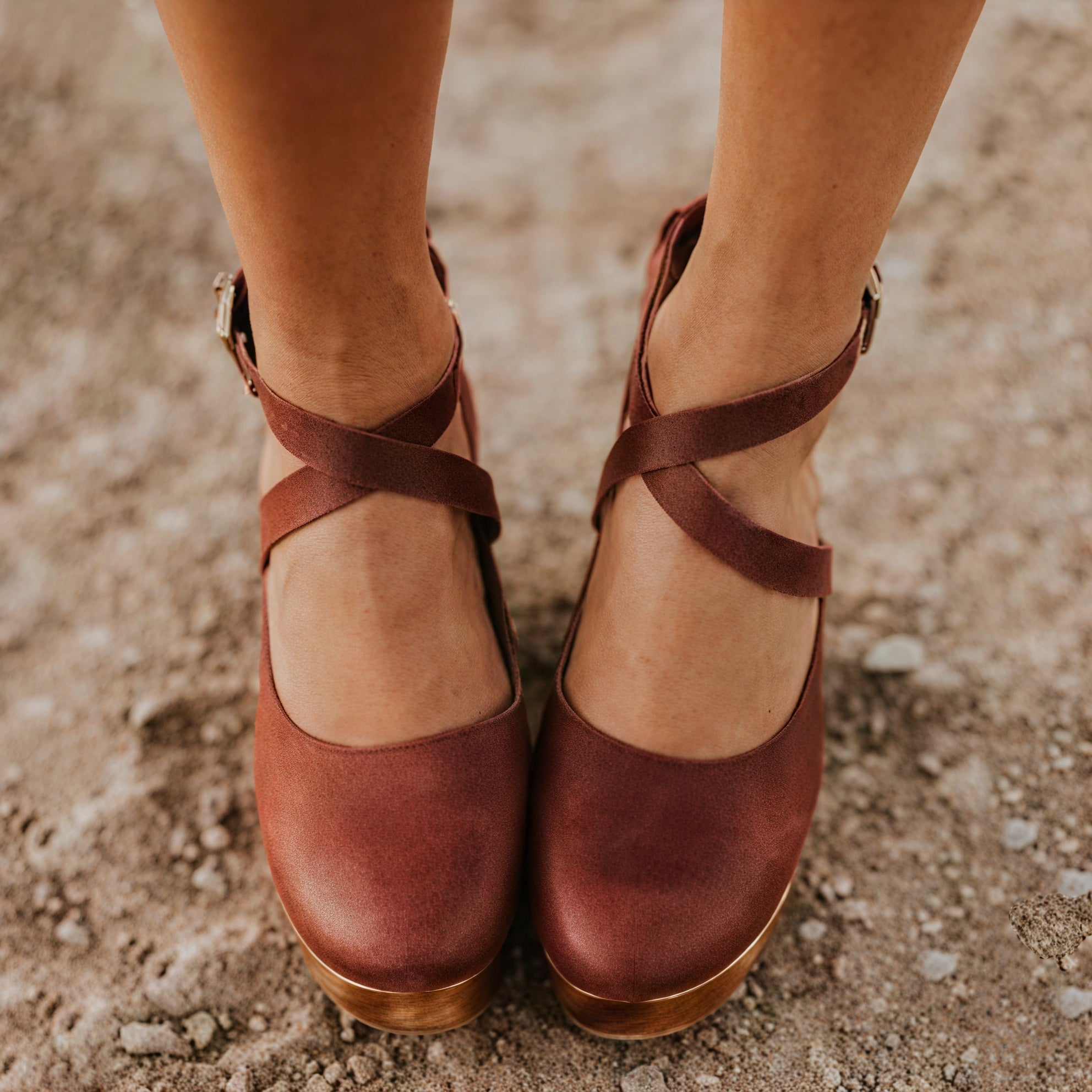 Dame Platform Sandal – Læder, Træsål, Ankelrem Lukning-83366-999ce851-4de6-4511-bc8b-1d357a57f4d5