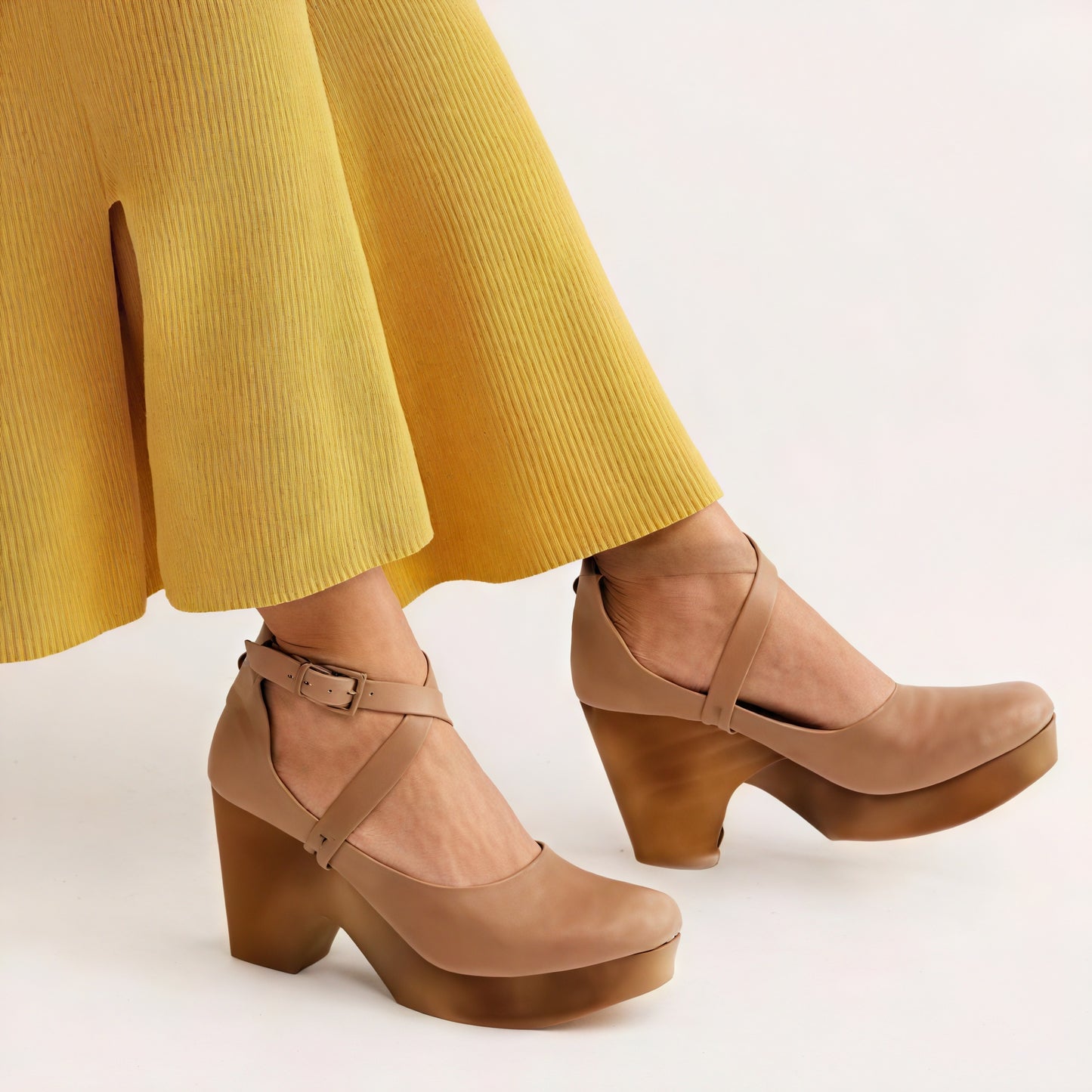 Dame Platform Sandal – Læder, Træsål, Ankelrem Lukning-83366-0dc4bed1-e170-411f-8941-a4701ef8dd87