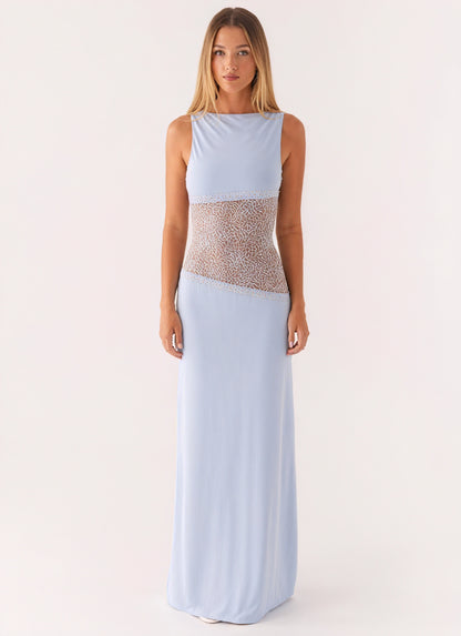 Dame Maxi Kjole – Ærmeløs med Blondepanel, Elegant Feststil-83478-81c6002d-fa81-4278-91ba-bebf65621347