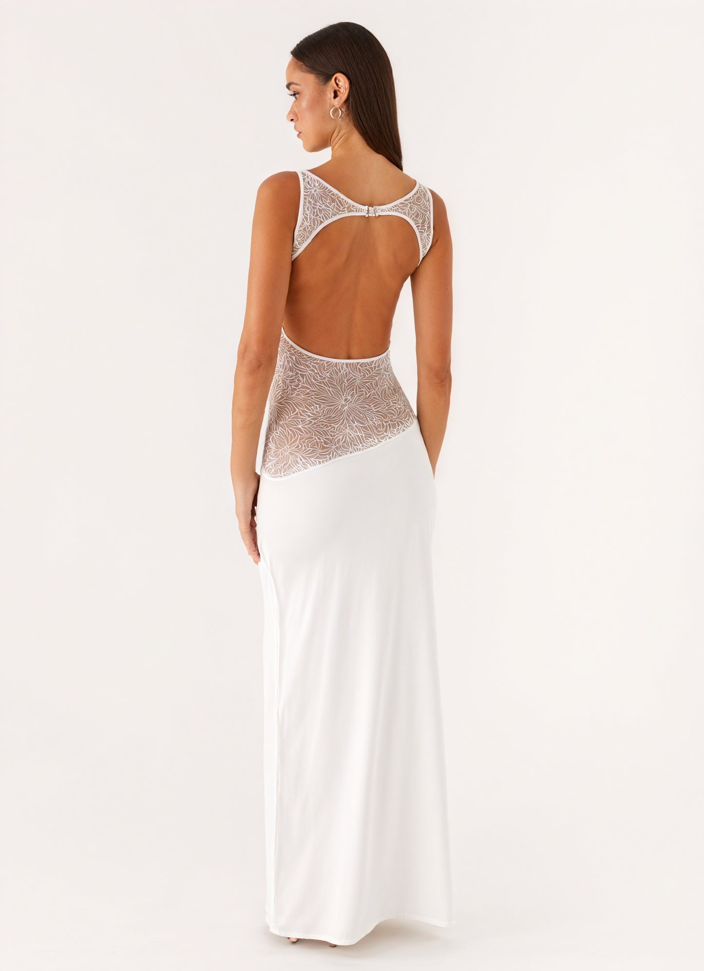 Dame Maxi Kjole – Ærmeløs med Blondepanel, Elegant Feststil-83478-30050fa9-1bf6-4871-b694-e25001f2c39e