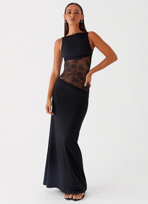 Dame Maxi Kjole – Ærmeløs med Blondepanel, Elegant Feststil-83478-cd0d88ce-8f4b-4c49-b224-7acfe9121435
