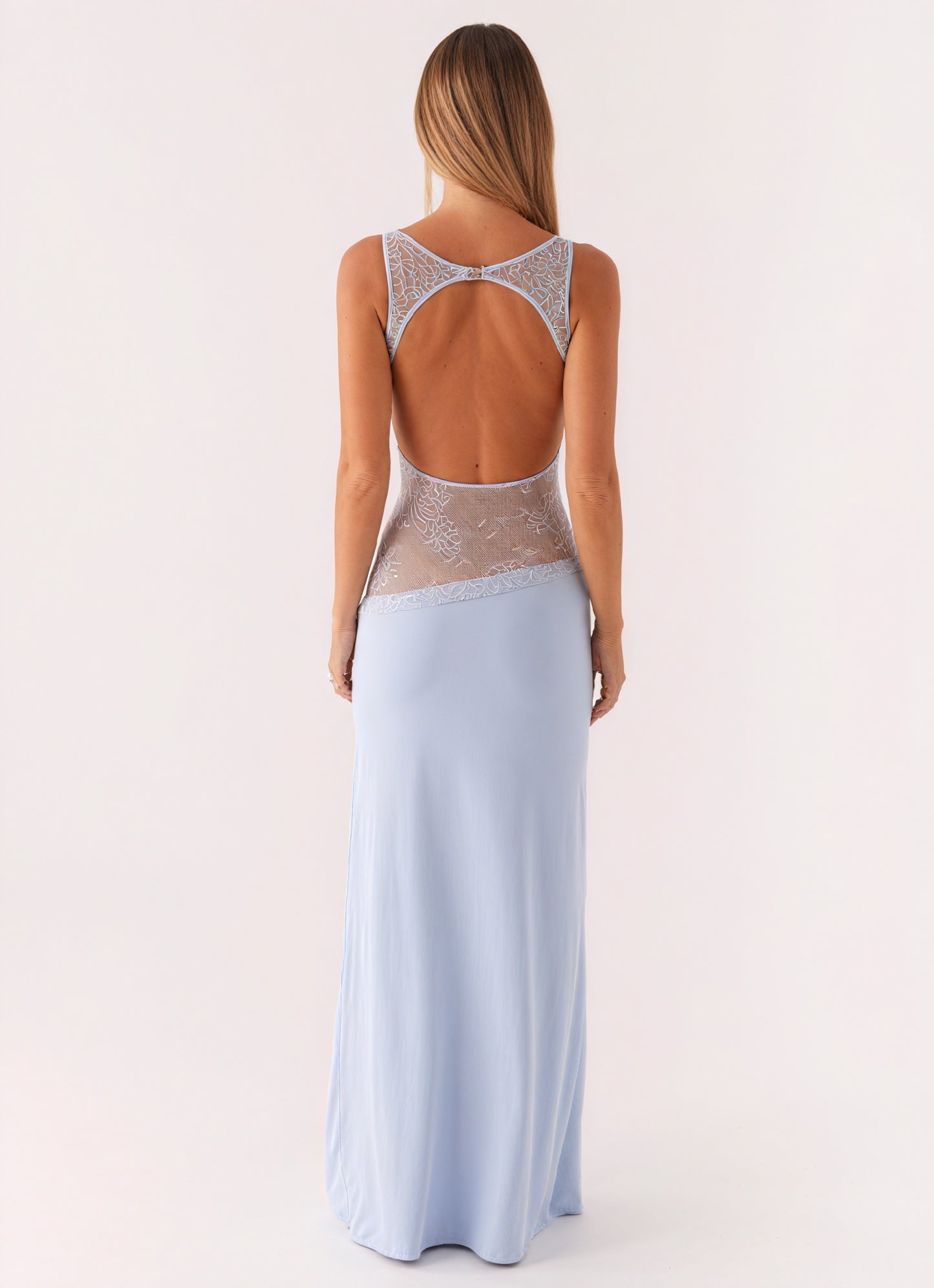 Dame Maxi Kjole – Ærmeløs med Blondepanel, Elegant Feststil-83478-9f80e326-dc9a-40d3-bf74-1e7a346d6175