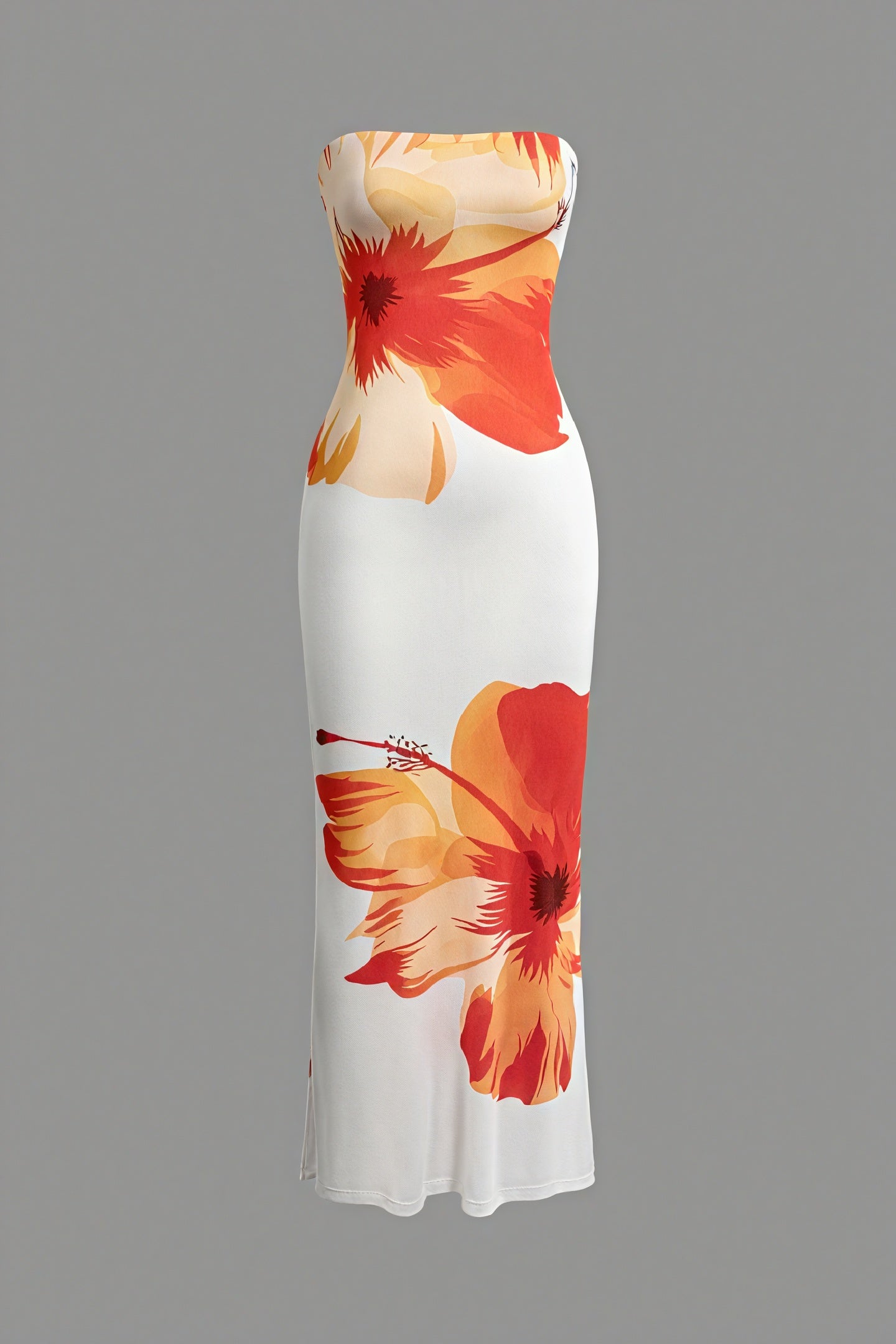 Kvinder Stropløs Maxikjole – Blomstret Sommerkjole, Let & Luftig-83497-96696cb7-2bc0-490f-b9c0-54534c704892