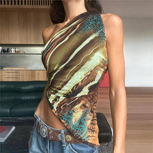 Kvinder Kjole – Asymmetrisk One-Shoulder, Mønstret-83548-00e135f0-deb0-4a1f-8653-775ab4afc374