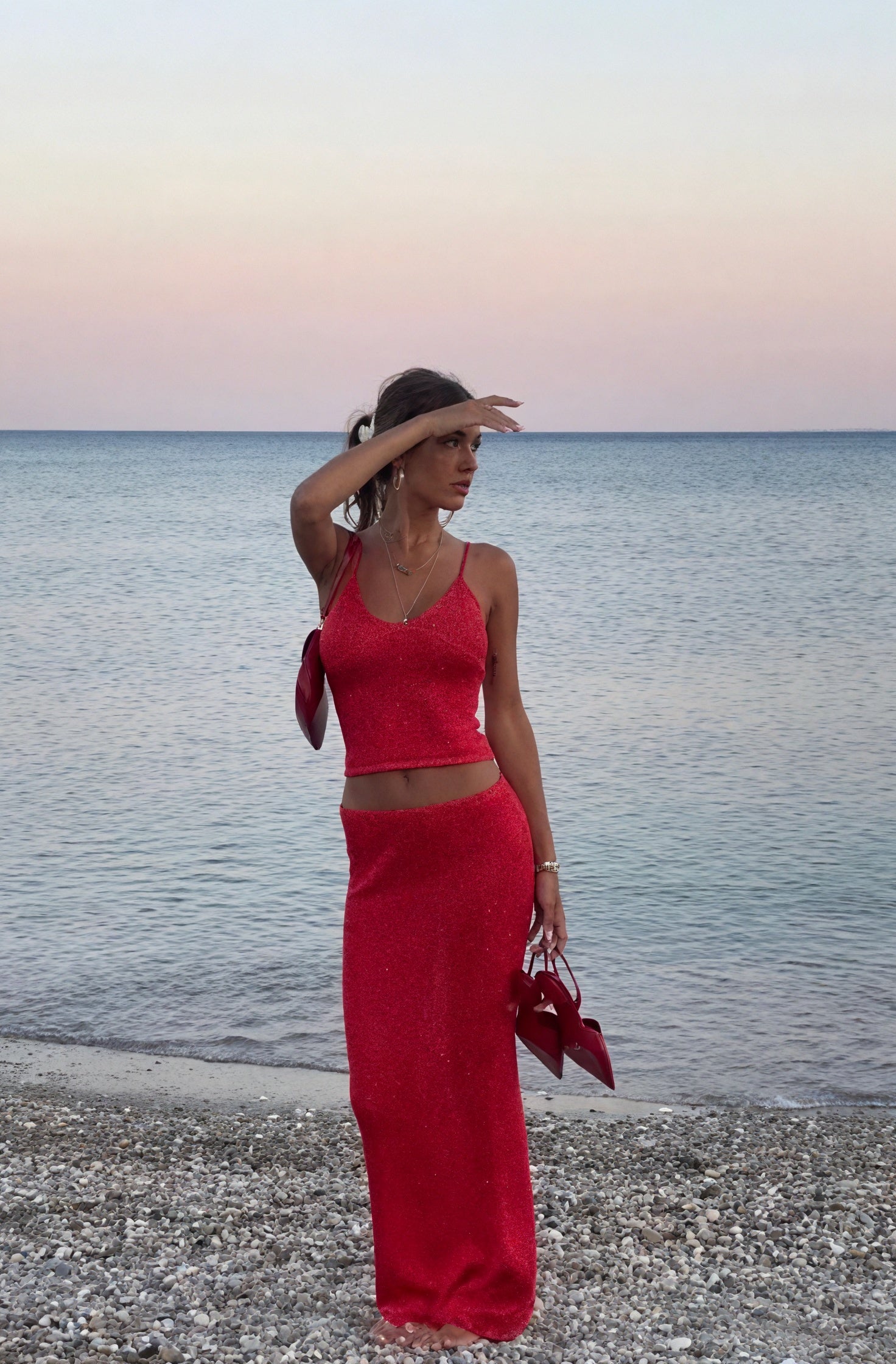 Kvinder Glitrende Todelt Sæt – Spaghetti Top & Maxi Nederdel, Festlig Stil-83554-6dd4513b-bd1b-437c-a927-358d8fc3808c