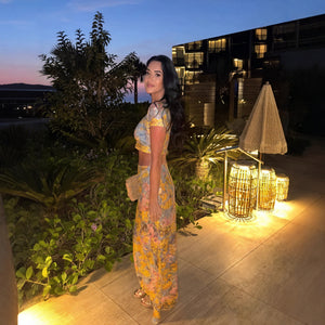 Kvinder Todelt Blomstret Sæt – Crop Top & Maxi Nederdel, Unikt Print-83559-c4234883-5bf0-4c19-b8a9-fe0555226b8a